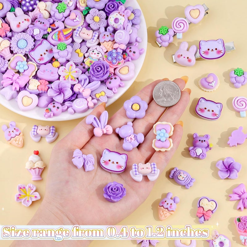 Glitzest 100PCS TINKRSTUFF Purple Slime Charms Cute Flatback Resin Charms for Slime, Random Kawaii Decoden Charm for Embellishments Phone Junk Case Charms Bulk, Hairpins Scrapbooking Crafting & DIY Decoration - Image 2